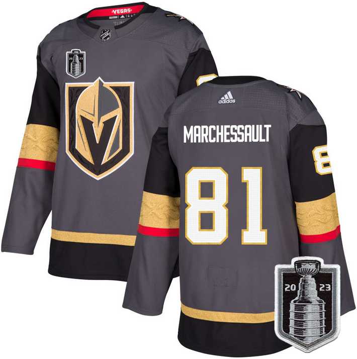 Men%27s Vegas Golden Knights #81 Jonathan Marchessault Gray 2023 Stanley Cup Final Stitched Jersey Dzhi->vegas golden knights->NHL Jersey